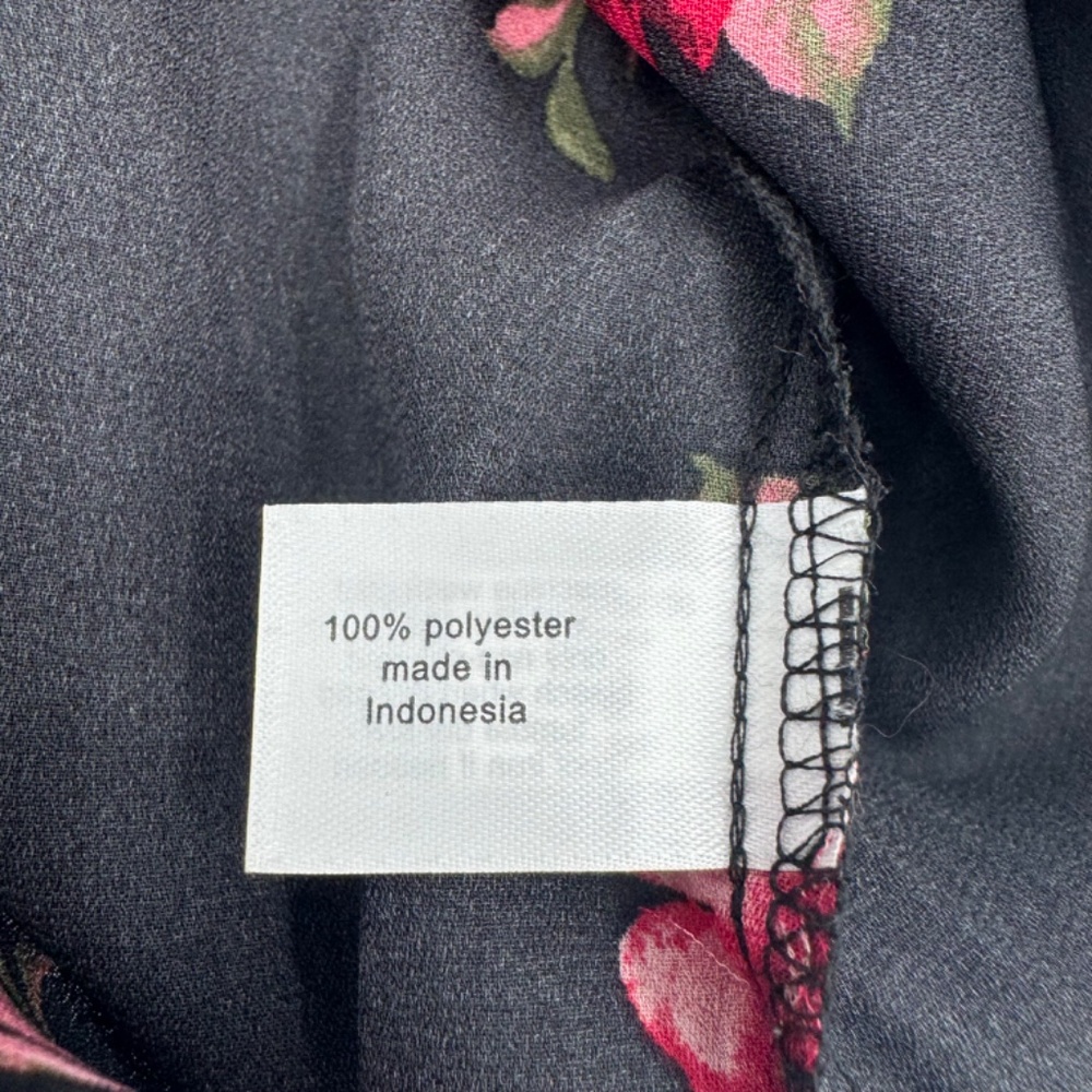 Lane Bryant Top Women 16 NEW Black Pink Floral V Neck Sheer Lightweight Peasant - Picture 9 of 12